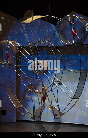 Incredible acrobats from the famous Shanghai Circus in action. Stock Photo