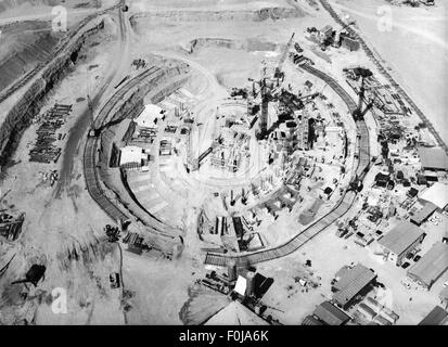 geography/travel, Germany, Munich, Olympiapark, construction 1968 - 1972, Olympic Stadium, construction site, view from Olympic Tower, 1969, Olympic Games, Oberwiesenfeld, Bavaria, Europe, 20th century, historic, historical, 1960s, Additional-Rights-Clearences-Not Available Stock Photo