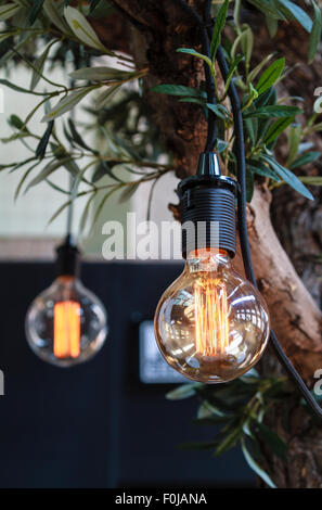 Interior lighting decoration with vintage eclectic lightbulbs Stock Photo
