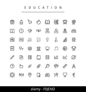 Education Stroke Icons Set Stock Vector
