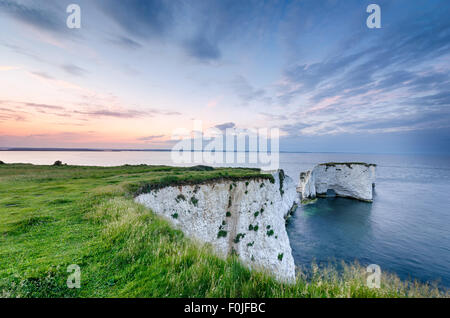 Sunset over Old Harry Rocks near Swanage and the start of the Jurassic Coast in Dorset