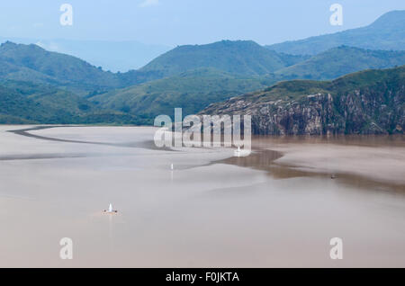 Lake Nyos along the Bamenda Ring Road, Northwest, Cameroun / Cameroon, with toxic CO2 (carbon dioxide) emissions Stock Photo