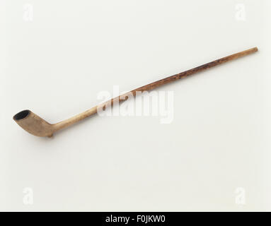 Long wooden pipe, close up. Stock Photo