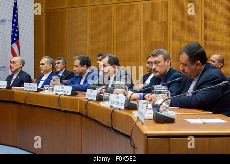 The Iranian Delegation is Pictured During Final Plenary of Iran Nuclear Negotiations With EU, P5+1 Foreign Ministers in Austria The Iranian Delegation is Pictured During Final Plenary of Iran Stock Photo