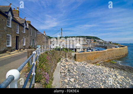Horizontal street view of Mousehole in Cornwall. Stock Photo