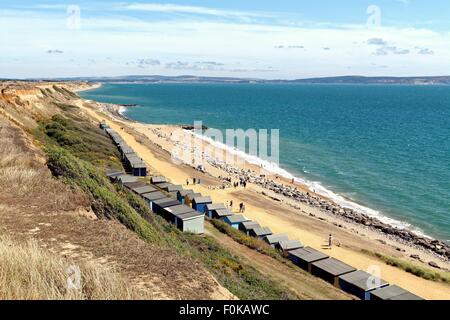 Beach at Barton on Sea with Isle of Wight in distance Hampshire UK Stock Photo