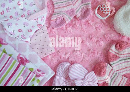 Layette for newborn baby girl Stock Photo