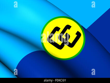 3D Flag of the Caribbean Community (CARICOM). Close Up. Stock Photo