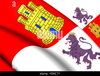 Flag of Castile and Leon, Spain. Close Up. Stock Photo