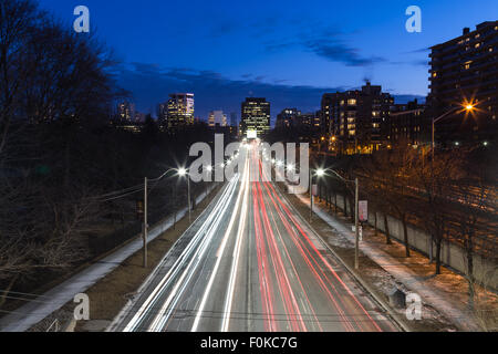 TORONTO, CANADA - 27TH JANUARY 2015: A high view of part of Yonge Street in Toronto leading into the city Stock Photo