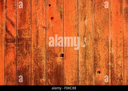 Red Painted Wood Background. Aged Red Painted Planks Wooden Wall Backdrop. Stock Photo