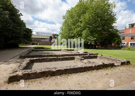 remains of the old roman fort mamucium in castlefield Manchester England UK Stock Photo