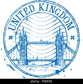 United Kingdom vector logo design template. Shabby stamp or England, London icon Stock Vector