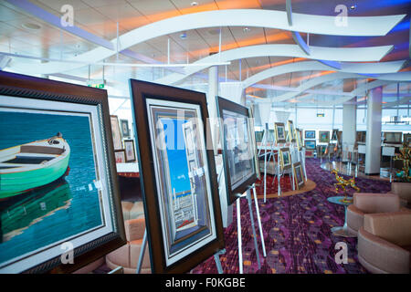 Art collection paintings on board the sky deck on The Celebrity Eclipse cruise ship Stock Photo