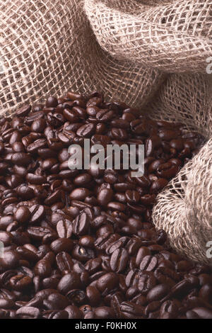 An image of freshly roasted dark coffee beans Stock Photo
