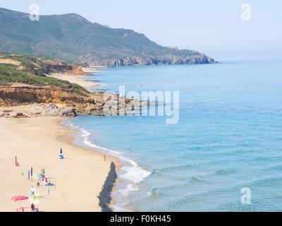 Sardinia wild sunset. Beach in west coast of Sardinia -Arbus - Green Coast Stock Photo