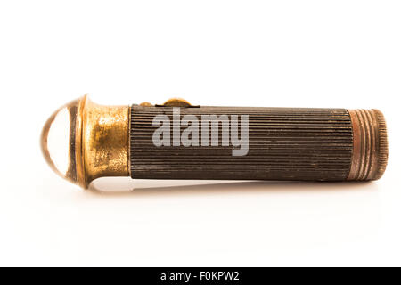 Vintage old pocket lamp isolated on white. Stock Photo