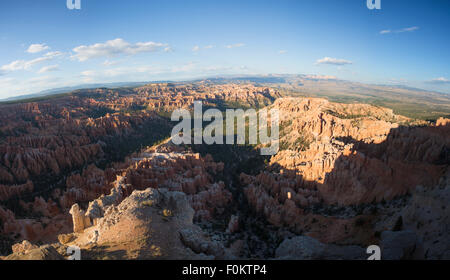 Panoramic view to one of the amphitheatres of Bryce Canyon late afternoon with sunset Stock Photo