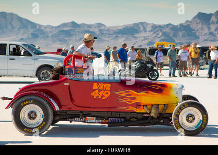 Detail view of an unidentified racing car on the starting line during the World of Speed 2012. Stock Photo