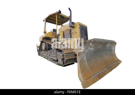 Bulldozer isolated on white Stock Photo