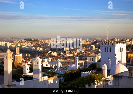 View over Kasbah to Tangier, Tangier, Morocco, North Africa Stock Photo