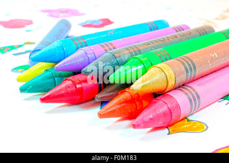 Crayons isolated on a white background Stock Photo