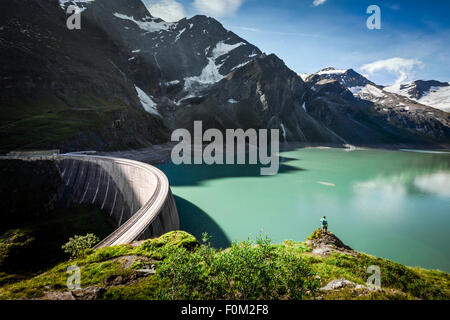 Mooserboden reservoir with Mooser dam, Kaprun, Austria Stock Photo