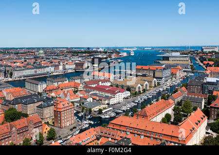 Christianshavns channel, the opera, the theater and the harbor, Copenhagen, Denmark Stock Photo