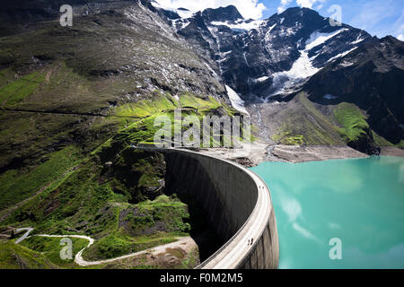 Mooserboden reservoir with Mooser dam, Kaprun, Austria Stock Photo