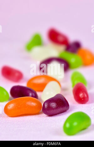 Jelly Beans on pink background Stock Photo