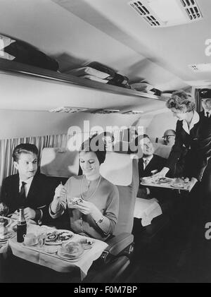 Interior view of passenger cabin of a 1950's era American Airlines ...