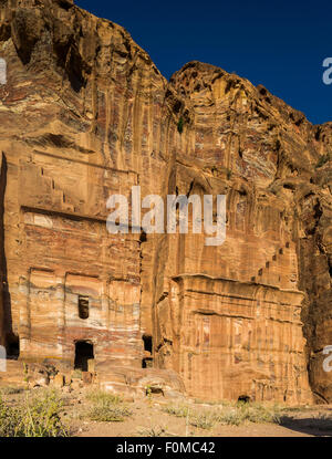 silk tomb and rock cut tombs, Petra, Jordan. Stock Photo