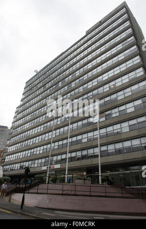 HSBC building on Silver Street Head in Sheffield Thousnds of job cuts have been announced by HSBC as part of a re-organisation Stock Photo