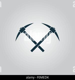 sign crossed-powered icebreaker. two ice ax Stock Vector
