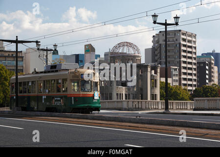 Atomic Bomb Dome and tram, Hiroshima, Western Honshu, Japan, Asia Stock Photo