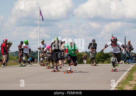 Start of a downhill skateboard/longboard race Stock Photo