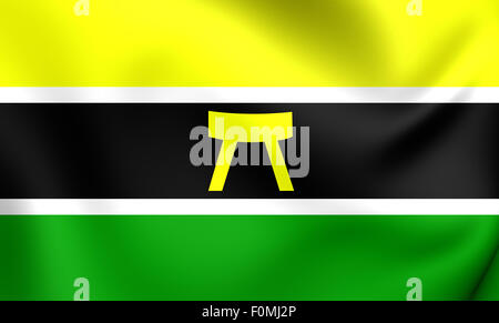 3D Flag of the Ashanti People and Country Ashanti, Asanteman. Close Up. Stock Photo