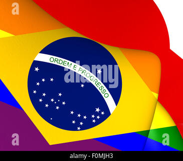 Brazil Gay Flag. Close Up. Stock Photo