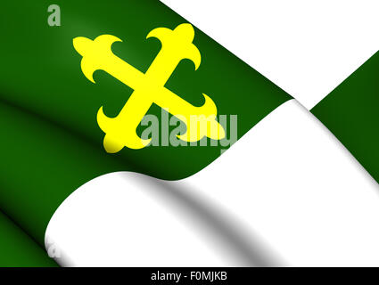 Flag of Comerio, Puerto Rico. Close Up. Stock Photo