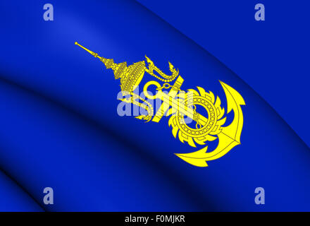 Commander-in-Chief of Royal Thai Navy Flag. Close Up. Stock Photo