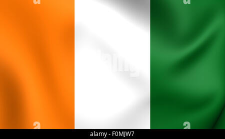 3D Flag of the Ivory Coast. Close Up. Stock Photo