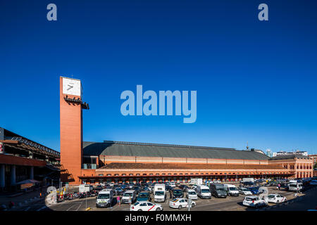exterior of old building, Atocha railway station, Madrid, Spain Stock Photo