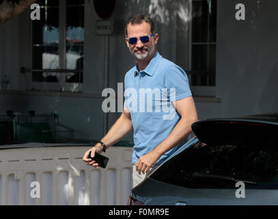 Spain Royal King Felipe seen during his summer holidays in Majorca Stock Photo