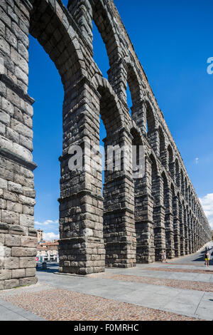 The Roman Aqueduct of Segovia, Spain Stock Photo