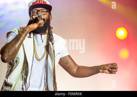 MONTREAL, CANADA, 16th August 2015. Tarrus Riley performs live at the Montreal International Reggae Festival. © Marc Bruxelle/Alamy Live News Stock Photo