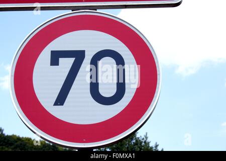 Road sign, seventy, Germany. Stock Photo
