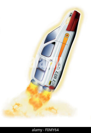 Illustration of a concept car - rocket Stock Photo