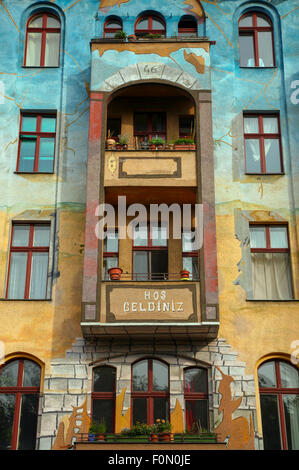 Facade of the Hos Geldiniz building in the Kreuzberg, Berlin Stock Photo