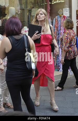 Nastassja Kinski dressed in red goes shopping in Sicily  Featuring: Nastassja Kinski Where: Taormina, Sicily, Italy When: 14 Jun 2015 C Stock Photo