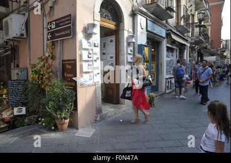 Nastassja Kinski dressed in red goes shopping in Sicily  Featuring: Nastassja Kinski Where: Taormina, Sicily, Italy When: 14 Jun 2015 C Stock Photo